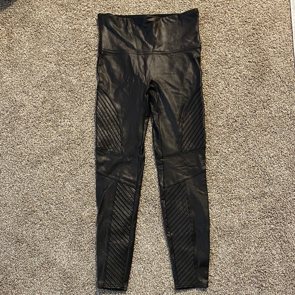 Black High-Waist Faux Leather Moto Leggings
